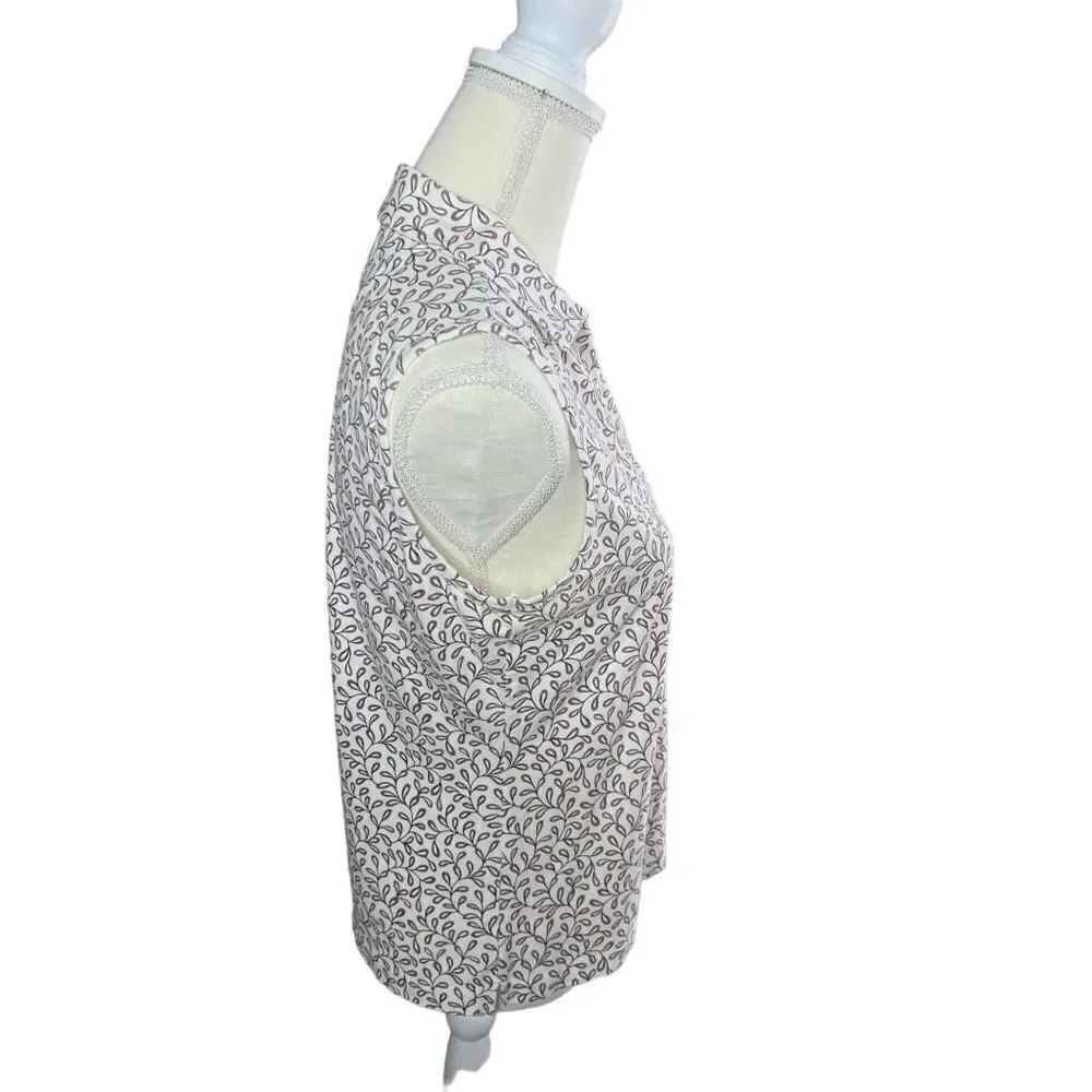 EP Pro Tour Dry Women's Sleeveless Polo Shirt - White with Taupe Print - Size M - Picture 4 of 7
